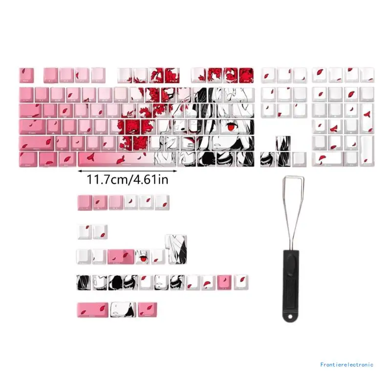 136PCS Keycaps with Translucent Anime Girl Theme Side Print Backlights Keycap DropShipping