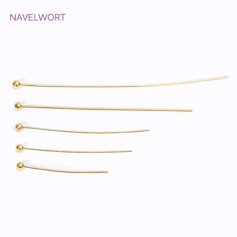 Wholesale 50pcs/Lot 18K Gold Plated Brass Ball Head/Flat Head/Eye Head Pins For Jewelry Making Supplies DIY Beading Accessories