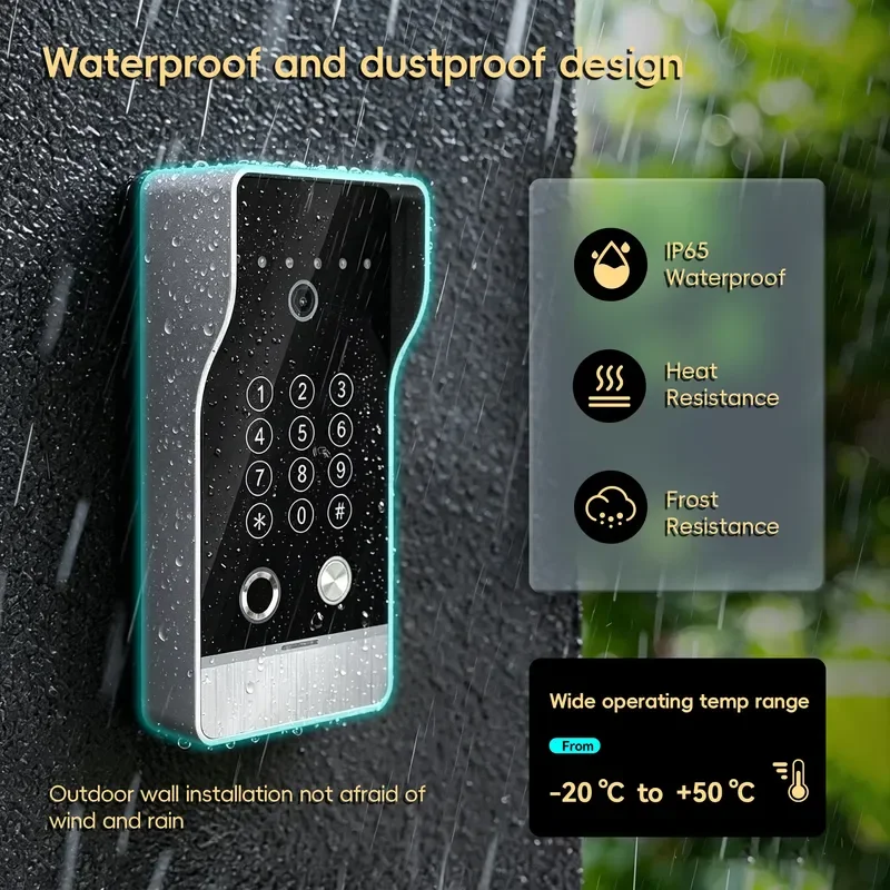 Top Sale IP Video Intercom Kit Face Vein Unlock IPS Screen IP65 Waterproof Motion Detect Tuya Villa Apartment Home Door Phone