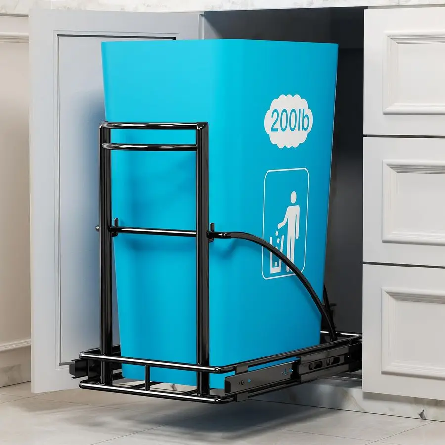 

Выдвижной мусорный бак для раковины 713Gal 50Qt, выдвижной контейнер для мусора под шкаф, комплект 13 Wx17 Hx17 D, выдвижной мусорный бак под столешницу