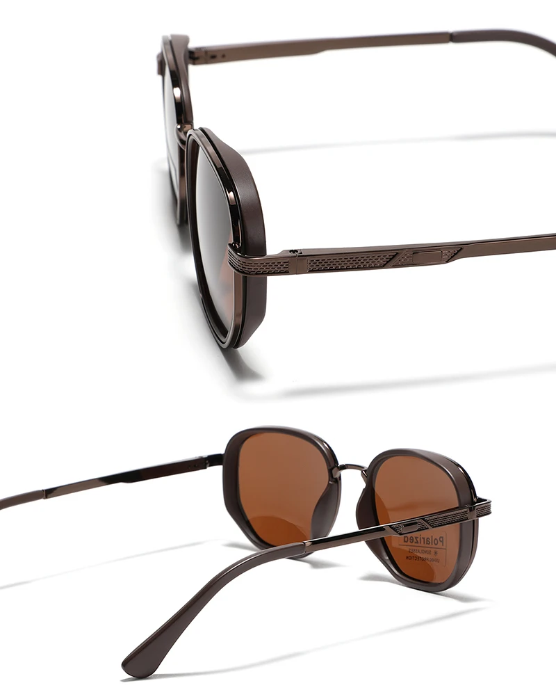 Peekaboo Polarisierte Sonnenbrille für Damen und Herren, TR90 Unisex Eckige Sonnenbrille, Halb-Metall TAC Sommer-Accessoire 2024 – Detail 12