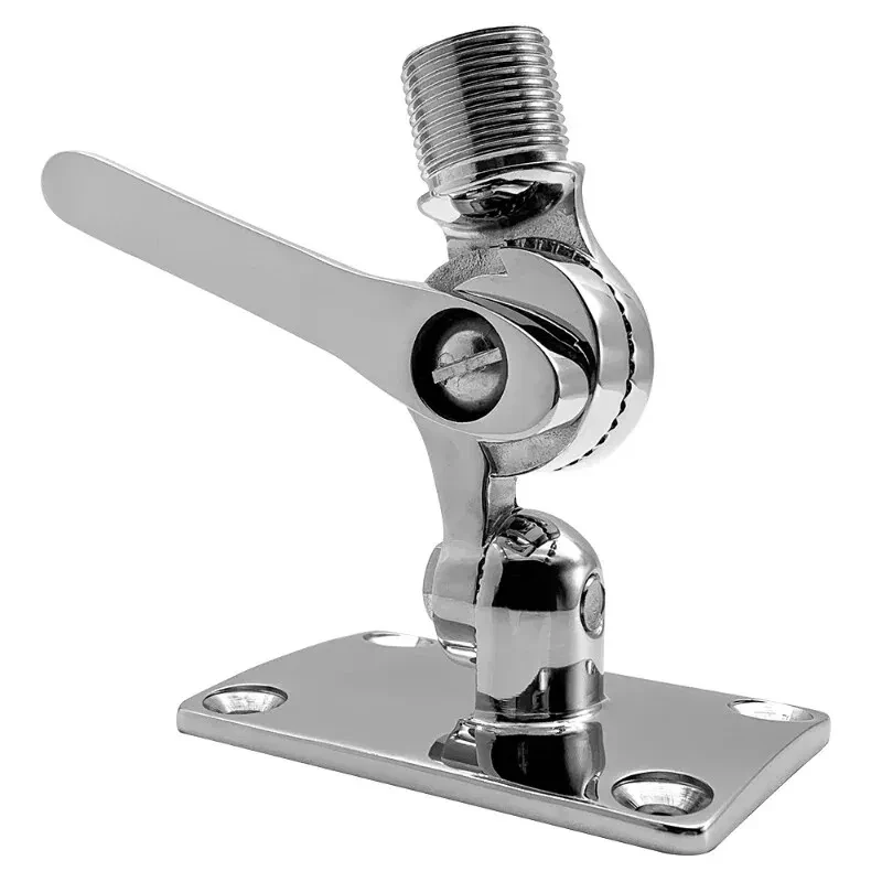 92x63mm 316 Stainless Steel VHF Antenna Ratchet Base Hole Dia 25mm Marine Boat Antenna Bracket