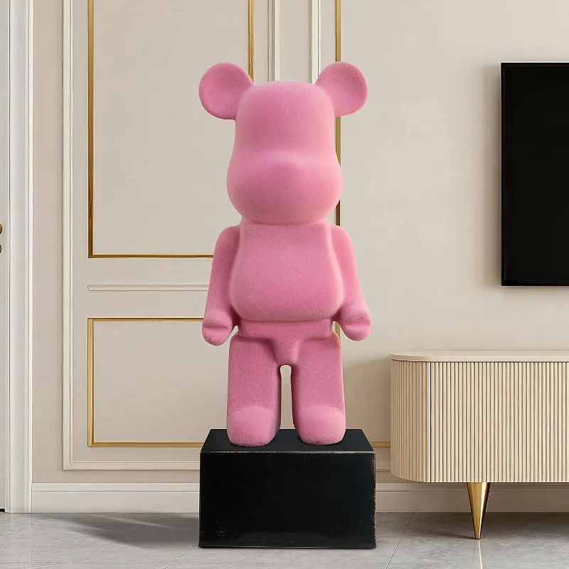 Cartoon bear ornament flocking process light luxury living room floor tide play home wine cabinet TV cabinet entrance decoration