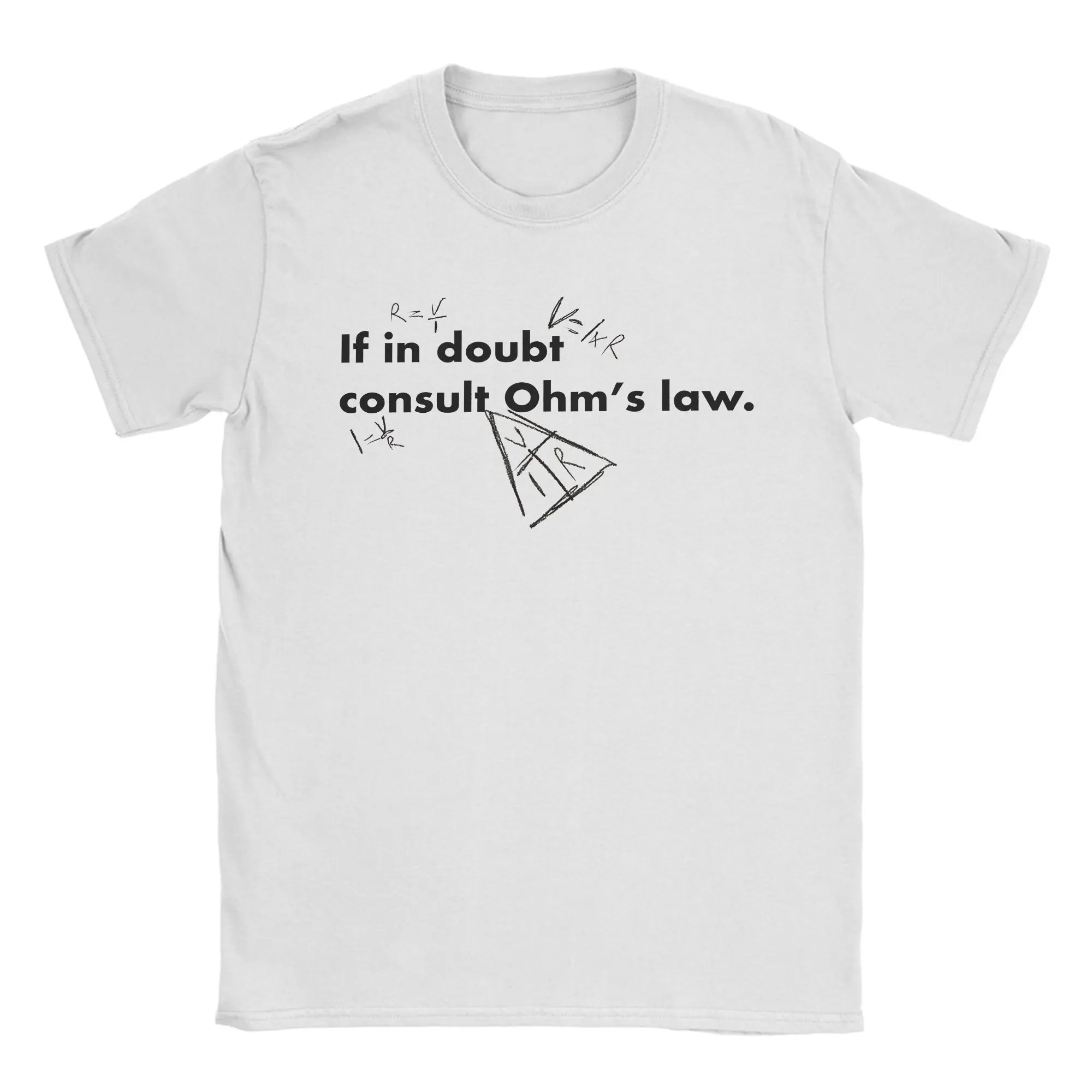Funny If in doubt consult Ohm's law T Shirt Men Round Neck Short Sleeve Tops  Cotton Summer TopsTops