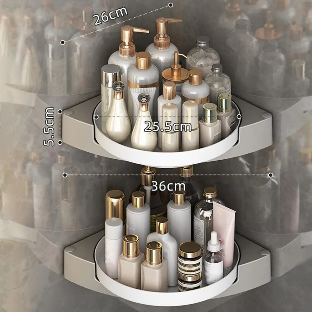 Makeup Storage Rack 1 or 2 Pcs Bathroom Corner Storage Shelf No Drilling Adhesive Organizer Rack 360-degree Rotatable Floating