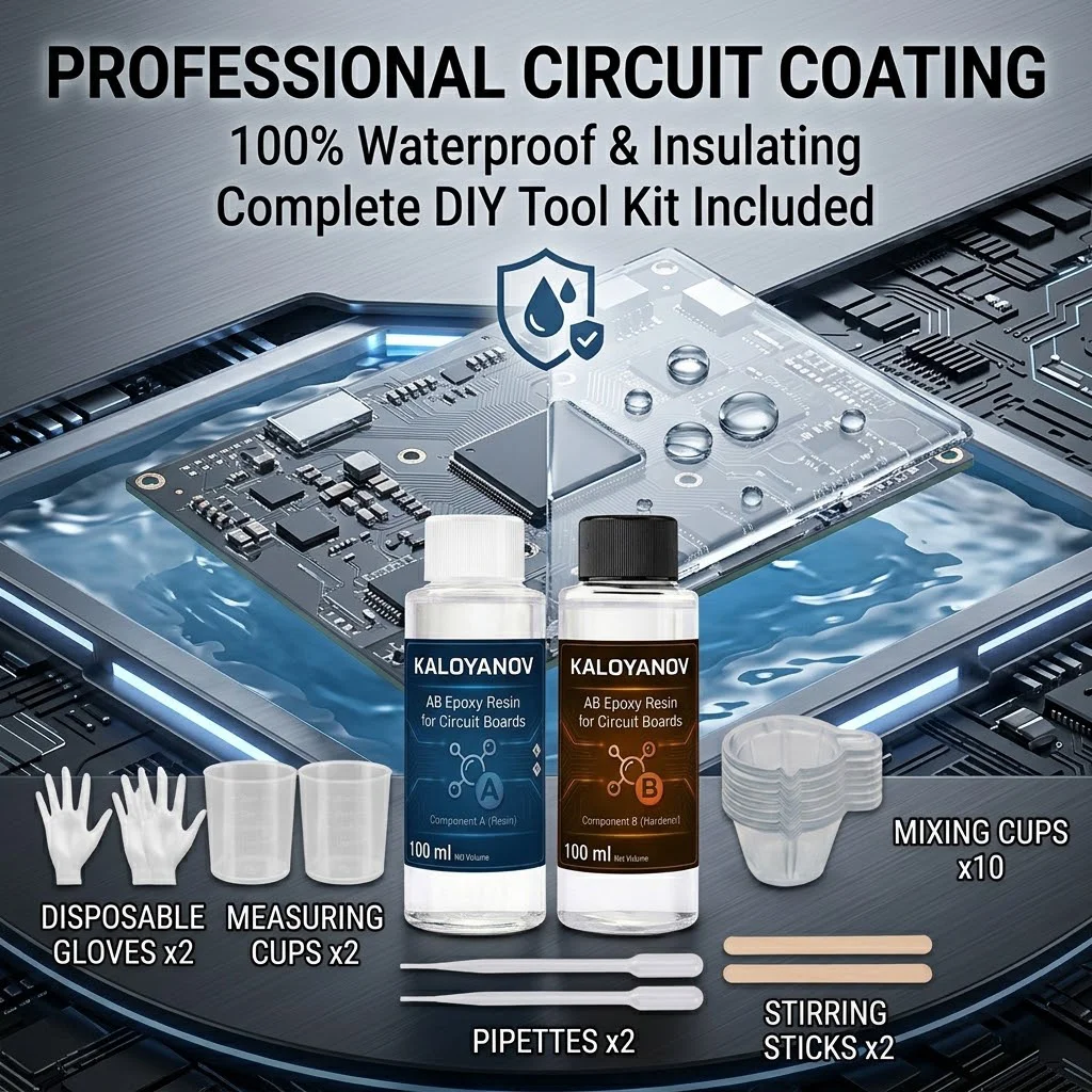 Clear AB Epoxy Resin Kit PCB Circuit Board Insulation Electronic Potting Compound Glue DIY Tools Mix Cups Gloves Pipettes Sticks