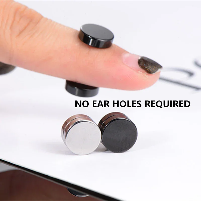 1 Pair Ear Clip Fake Ear Hoops for Men and Women, Magnetic Ear Clip Stainless Steel Clip on Pendant Earings Men Women Jewelry