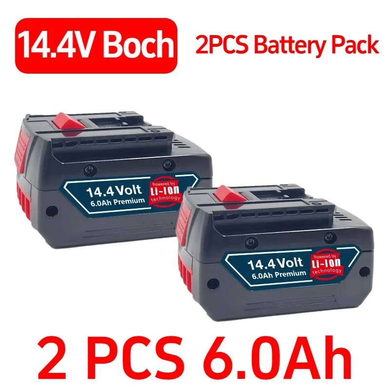 

14.4V 6000mAh rechargeable lithium battery pack, suitable for Bosch cordless drill screwdrivers BAT607, BAT607G, BAT614, BAT614G
