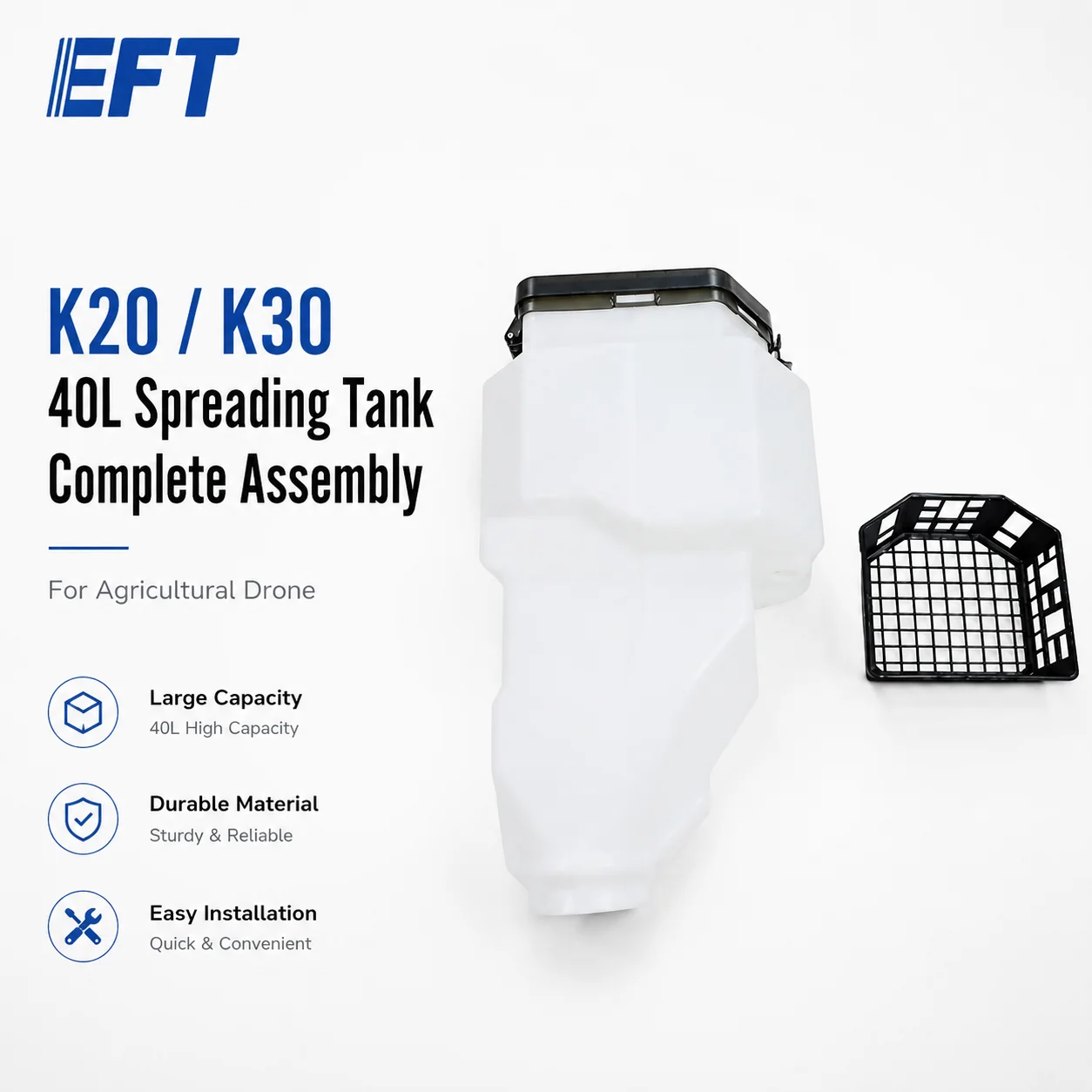 Original EFT K20 K30 40L Seed Fertilizer Spreading Tank Complete Assembly for Agricultural Drone