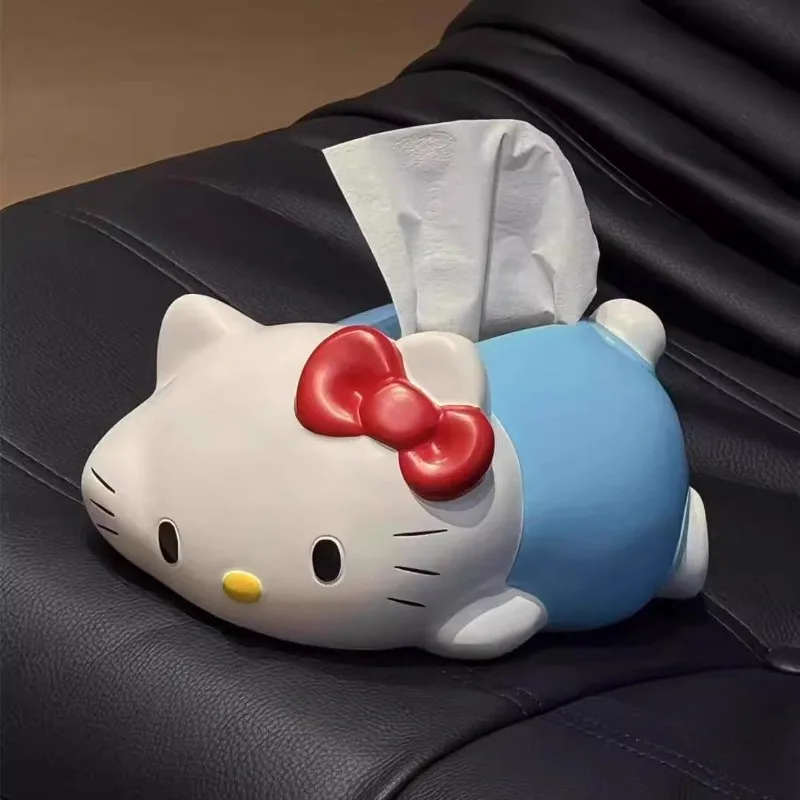Hello Kitty, caixa de papel em forma de personagem de desenho animado fofo, caixa de armazenamento de tecido elegante e personalizada, ornamento de decoração para casa