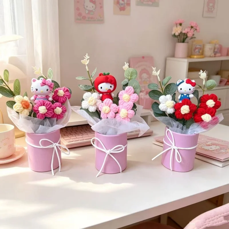 Genuine Sanrio Characters With Artificial Flower Creative Hugging Bucket Bouquet Christmas Valentine Birthday Gifts For Girls image 2