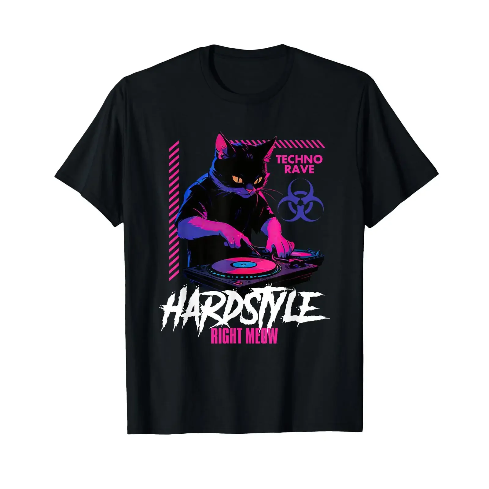 Hardstyle Outfit Cat DJs Right Meow T Shirt vintage Washed graphic designer clothes homme Breathable streetwear fashion Stylish