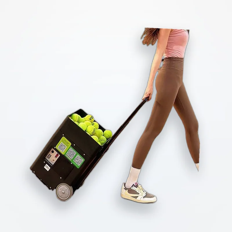50 Ball Tennis Ball Thrower,2-8s Feed Interval,10-50km/h Speed,20-70 Degree Angle,DC 24V 5Ah for Beginners Training Session