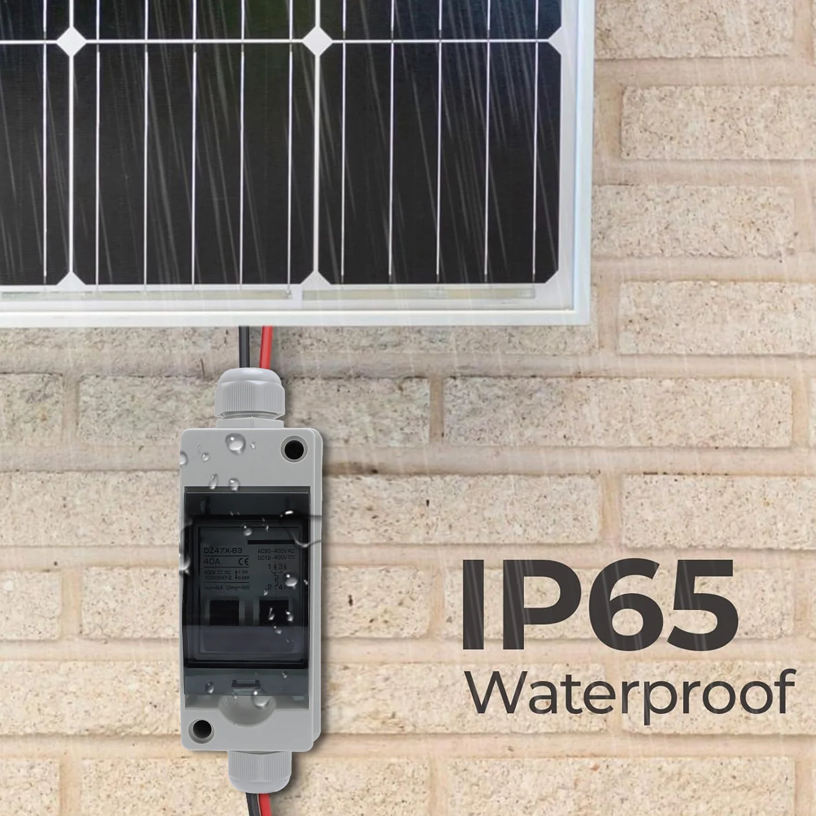 40A لوحة طاقة شمسية مفتاح فصل IP65 مقاوم للماء 2P صندوق قطاع دارة لشبكة PV متصلة خارج الشبكة