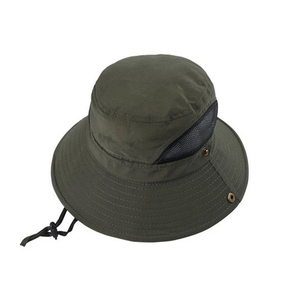 

Breathable Outdoor Sun Protection Hat Army Fiber Wide Brim Quick Dry Adjustable Elastic Drawstring Camping Hiking
