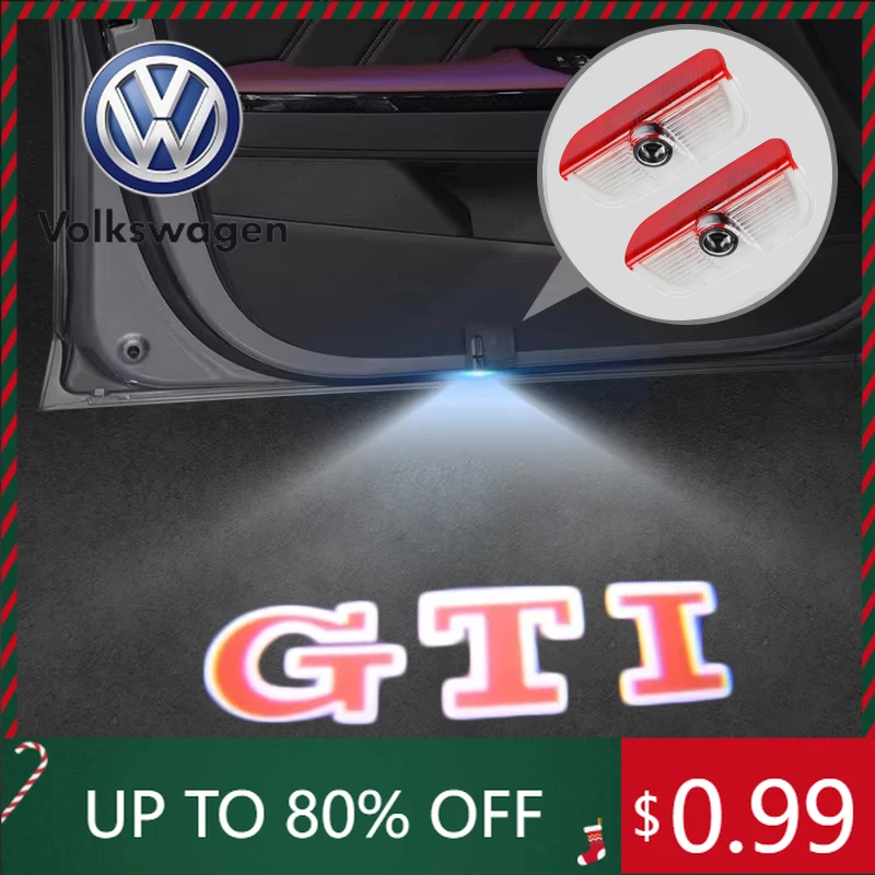 

Новинка 2026: 2 шт. светодиодных проекторов логотипа на дверь автомобиля для Volkswagen VW Golf 5 6 7 GTI GTD GTE, Tiguan A – приветственная подсветка