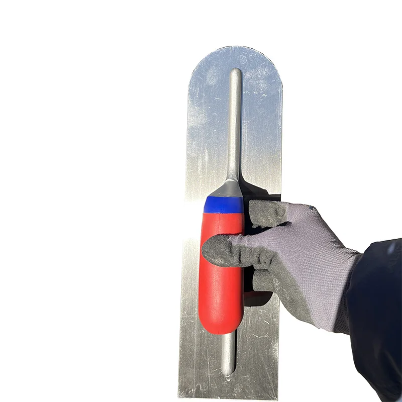 Carbon Steel Blade Plastic Handle Round End-Square Back Finishing Plaster Trowel Construction Concrete Spatula Tool