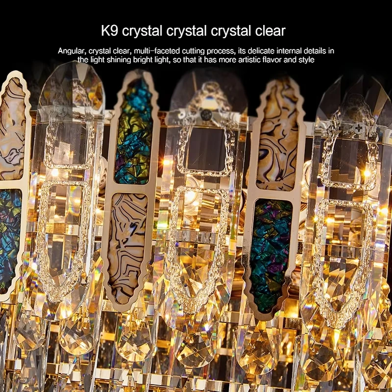 Light Luxury Crystal Ceiling Light High-grade Color Shell Villa Luxury Hall Ceiling Light Household Chandelier Decoration Home