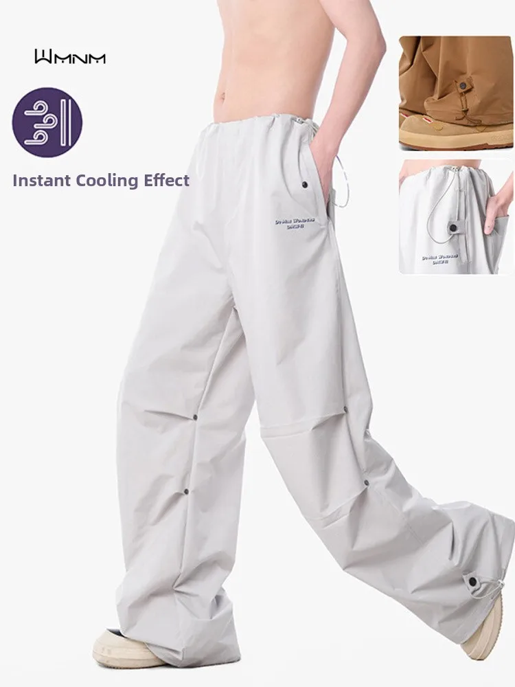 

American Sle Folded Paratrooper Qui Dry Work Pants Men Summer Loose Wide Leg Pants Mountain System Casual Long Trousers