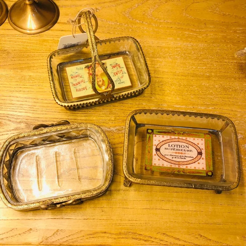 Handmade Brass Decorative Jewelry Plate Soap Dish European American Villa Club Soft Decoration Living Room Entrance Ornament