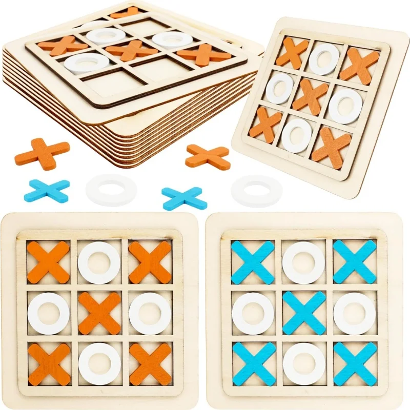 Wooden Tic Tac Toe Games Puzzle Templates XO Table Chess Board Game for Kids Family Activities Educational Toys Birthday Gift