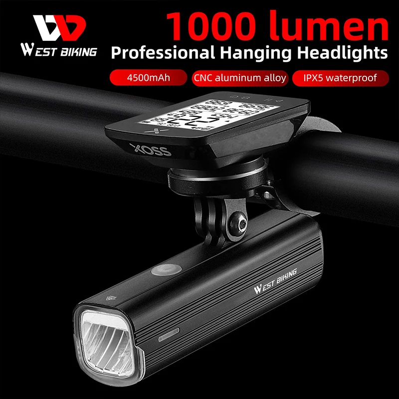 

1000 Lumen Bike Headlight Aluminum Alloy Shell Type-C Charging Detachable Hanging MTB Road Cycling Front Light bike light front