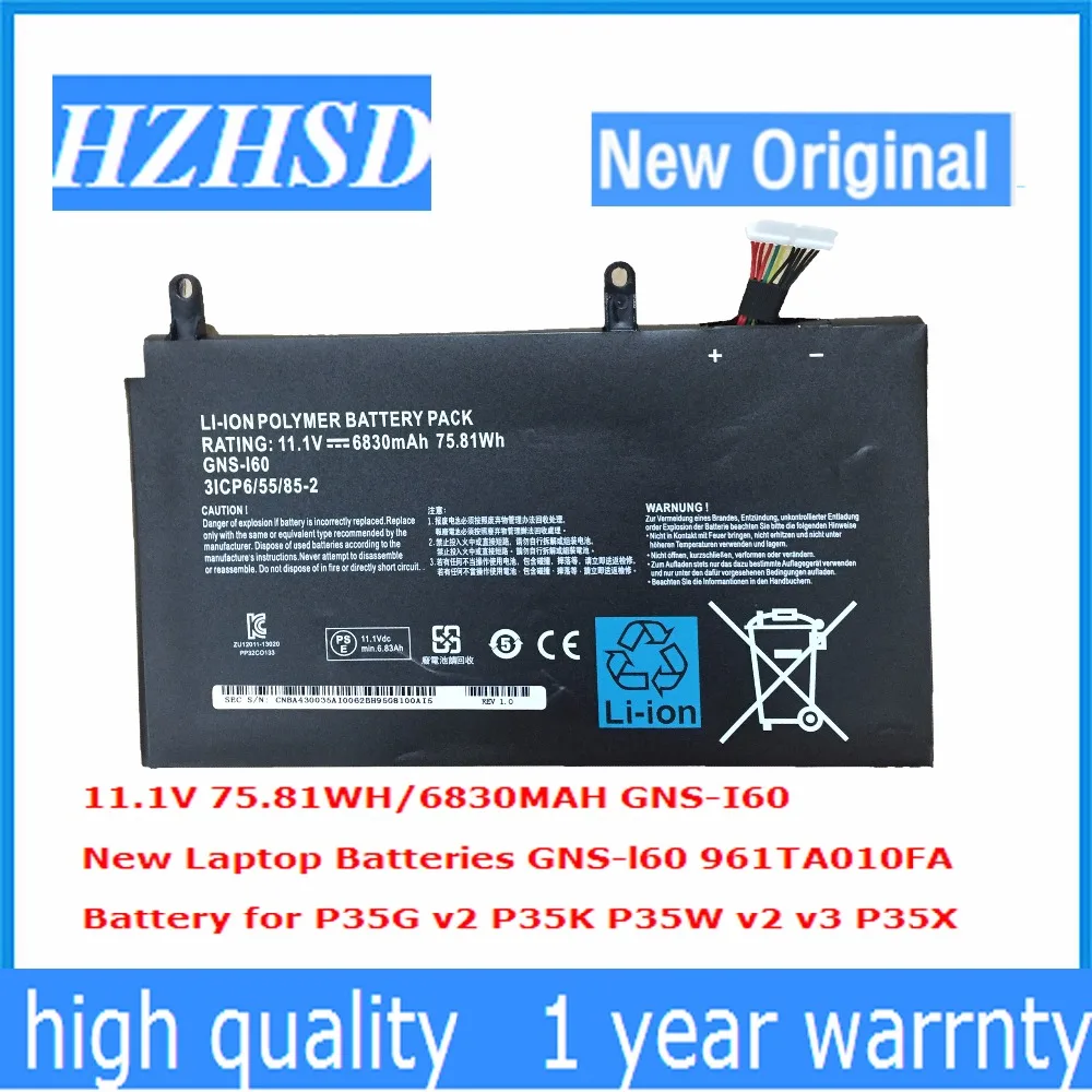 11.1V 6830mAh 75.81Wh new Original GNS-I60 Laptop Battery for GIGABYTE 961TAO10FA P35K P37X P57X 31CP6/55/85-2