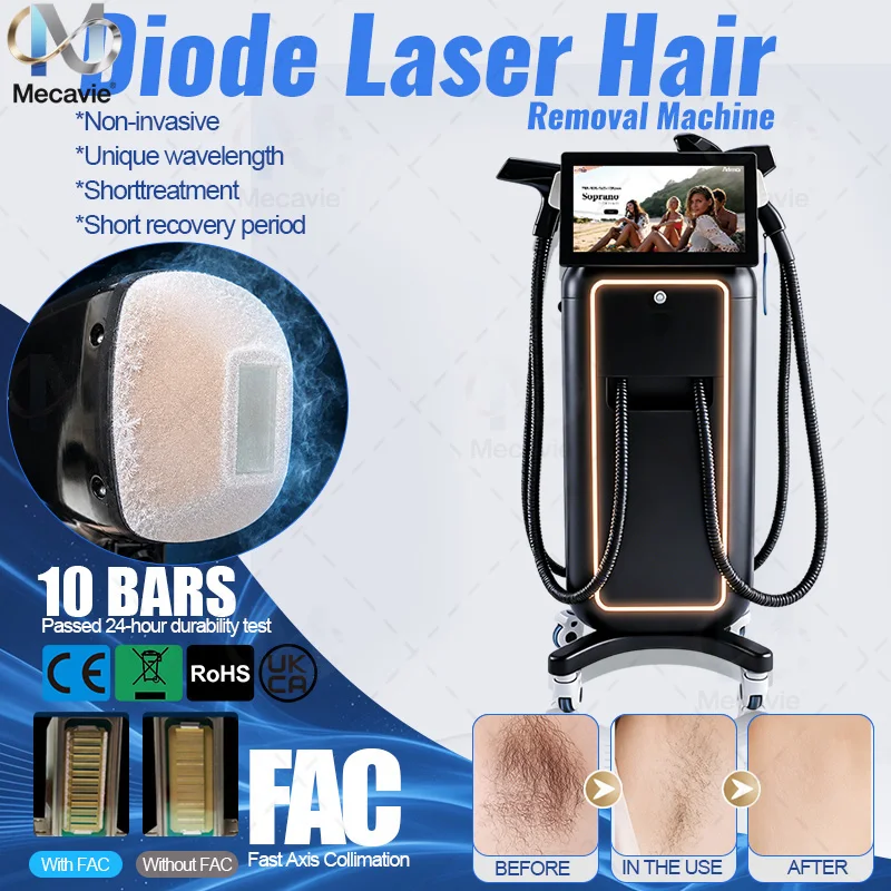4 In 1 Soprano Titanium Ice Laser Hair Removal Device Alexandrite 808nm Diode Laser System Painless Permanent Body Hair Removal