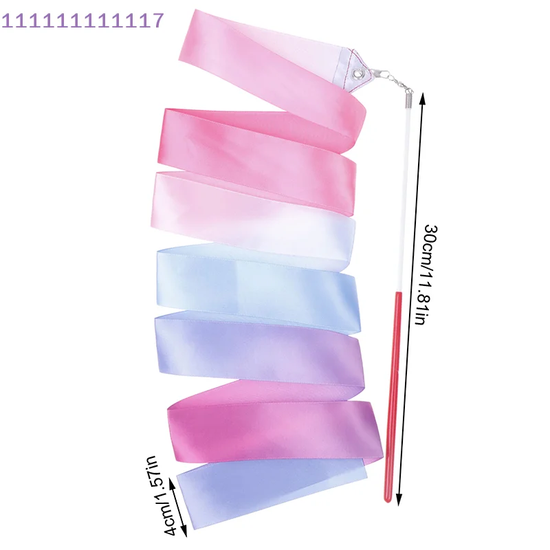 2M Rainbow Dance Ribbons for Girls Art Gymnastics Ballet Twirling Rod Streamer Sports Training Dancer Wands