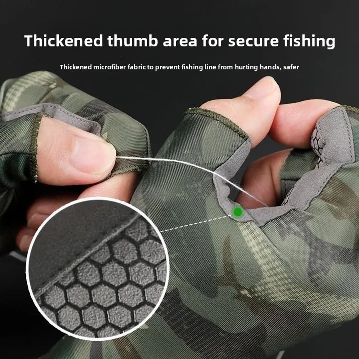Quick Dry Fishing Gloves Men's Sun Protection Anti-slip Ice Silk Half Finger Special for Sea Rock Angling Two Three Finger