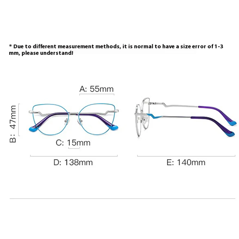 عين القط اللونية المضادة للضوء الأزرق حجب نظارات للقراءة للنساء قصر النظر مد البصر وصفة طبية إطارات النظارات البصرية