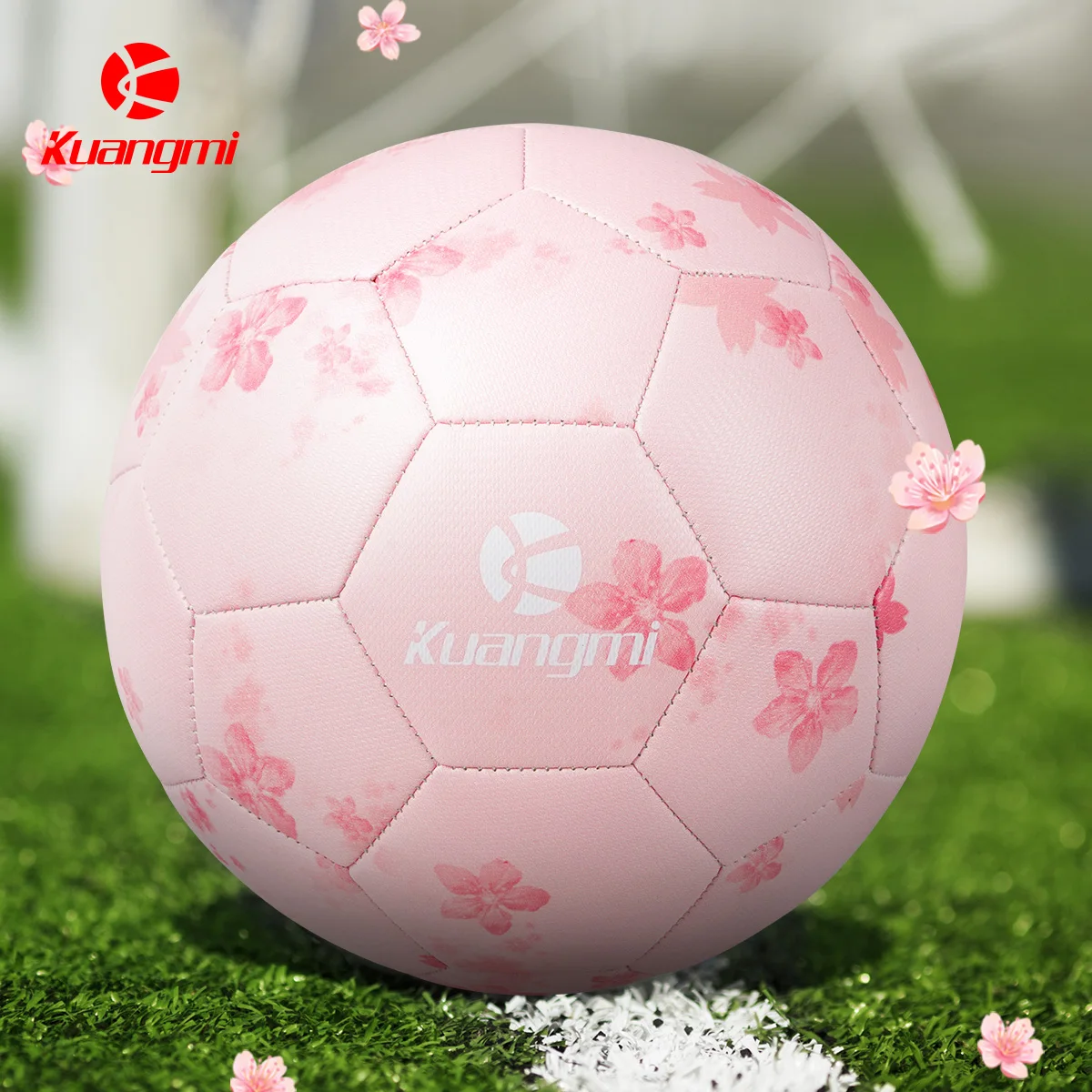 Kuangmi Sakura Football Size 4# 5# High Quality Machine-stitched PU Leather Match Balls Training Game Soccer Footy Gifts