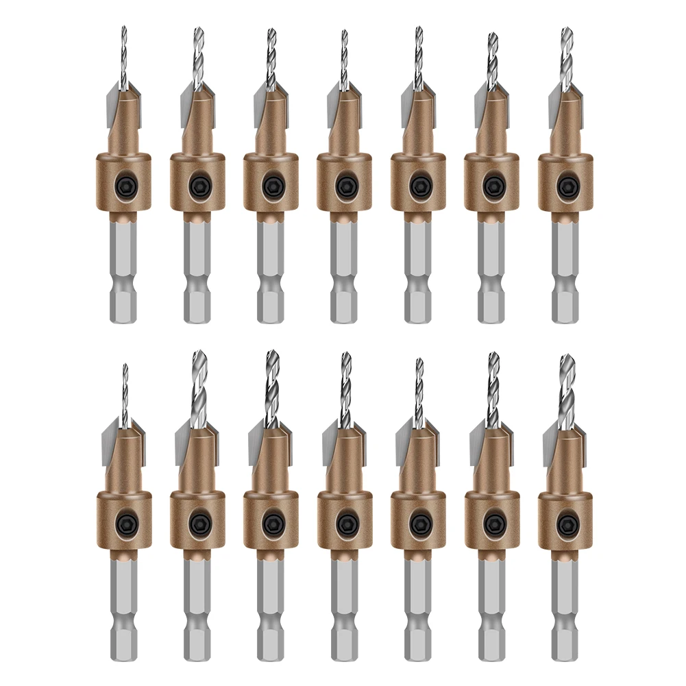 6,35mm Schaft Senkbohrer Holzbearbeitungs-Stufenbohrer mit Legierungskopf für konische Löcher, Schraubeninstallation, verdeckte Schrauben, Holzbearbeitungswerkzeug – Detail 6