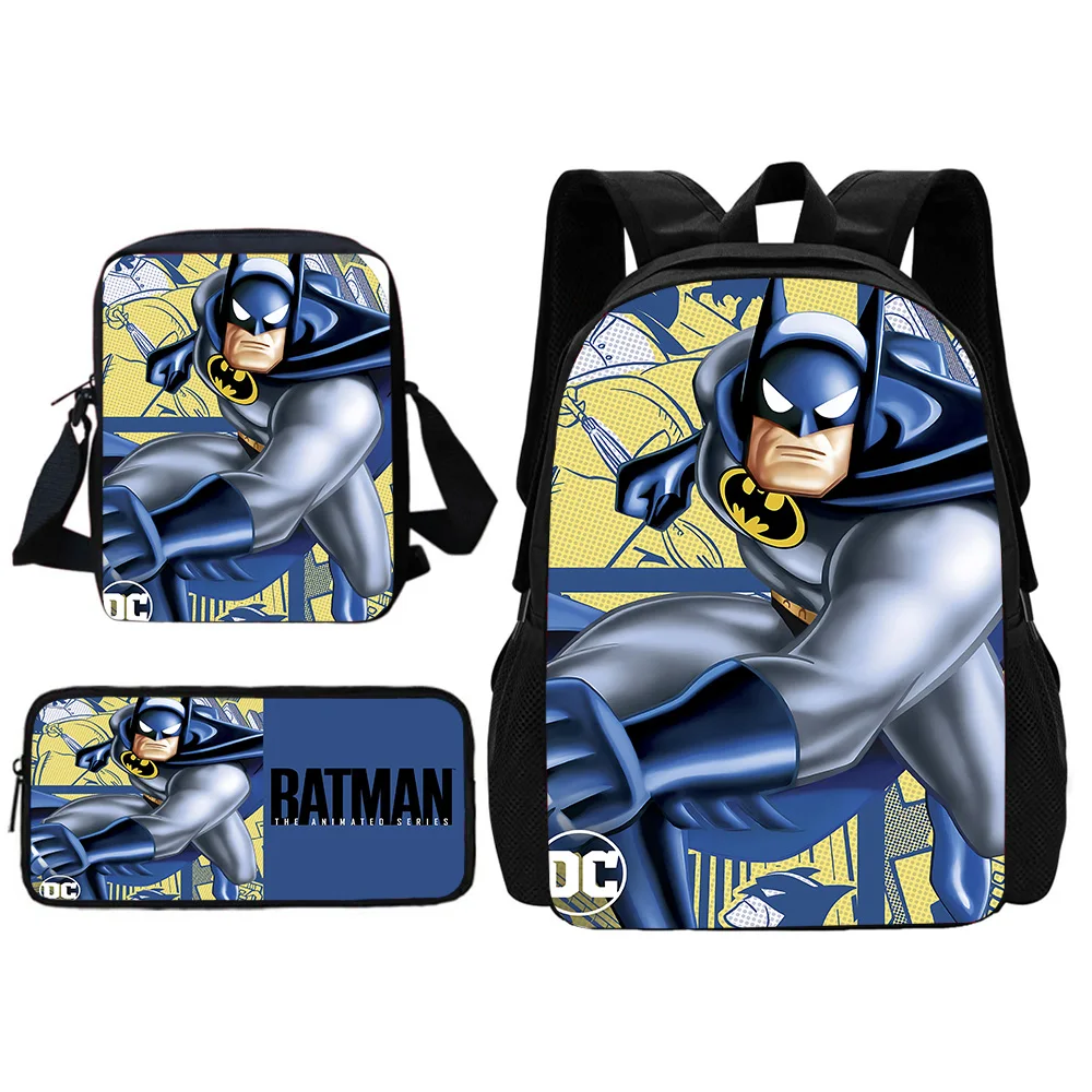 Mochila escolar Super Hero para meninos e meninas, bolsa de ombro B-Batmans, sacos de lápis, melhor presente para criança