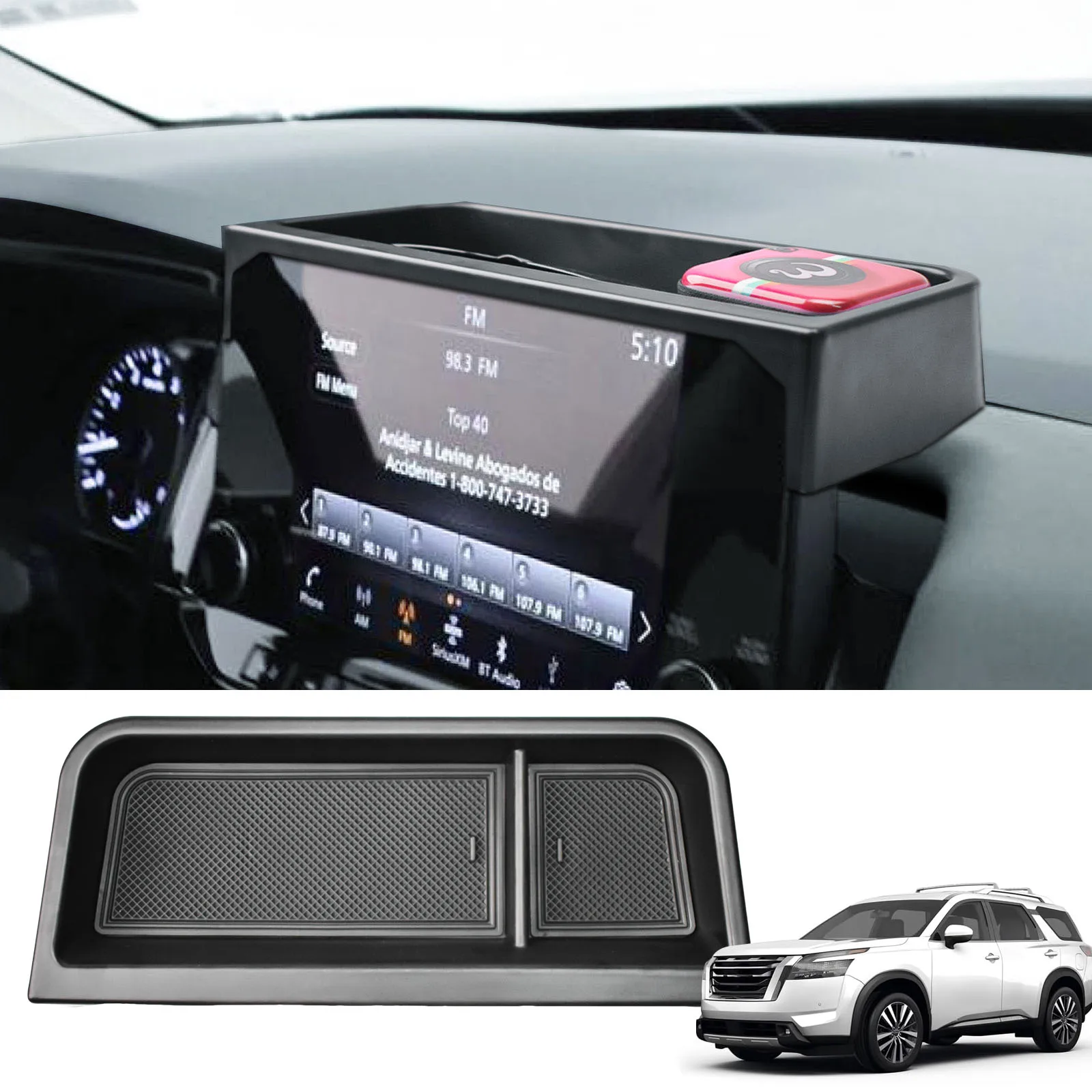 

Center Console Dashboard Tray Organizer for 2022 2023 2024 2025 Nissan Pathfinder SL/Rock Creek/Platinum Behind Screen Dash Box