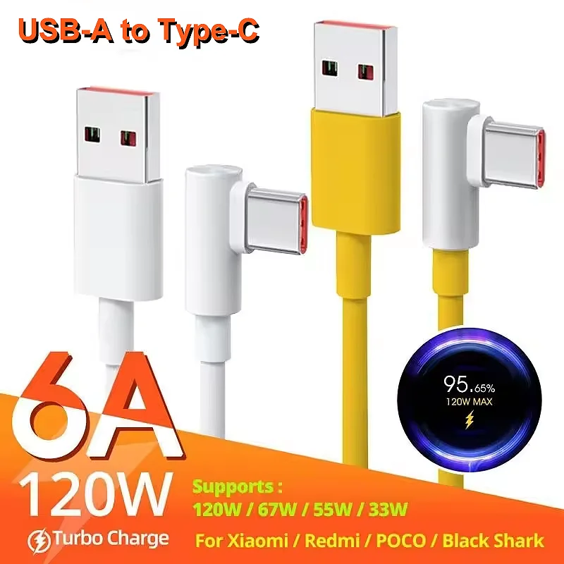 Cable de carga rápida USB A a tipo C de 120W para Xiaomi 14 13 12 11 Pro Ultra Poco F4, Cable de carga rápida USB C para Redmi Note 12 K50