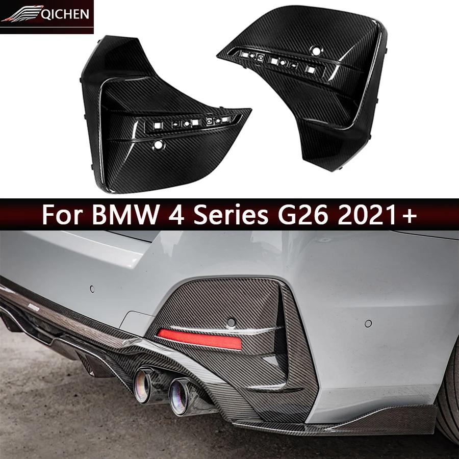 

For BMW 4 Series G26 2021+ Carbon Fiber Rear Bumper Fog Light Cover Air Vent Trim Side Intake Frame Splitter diffuser body kit