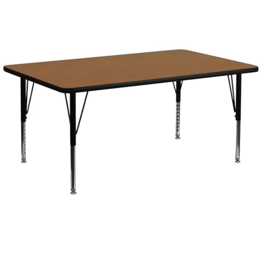 

Wren 30"W x 72"L Rectangular Oak Thermal Laminate Activity Table - Height Adjustable Short Legs