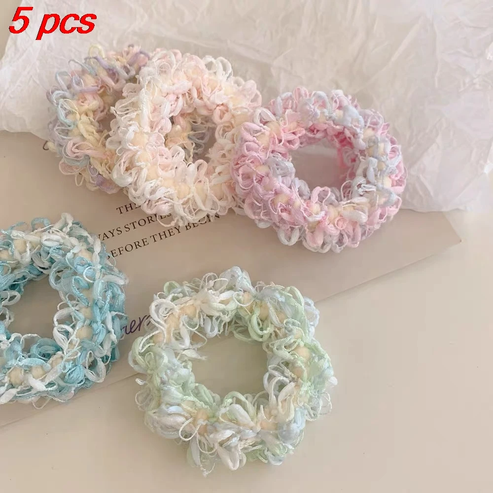 

5 Pcs Women's Hair Scrunchies Set Korean Sweet Gentle Lace Kawaii High Elastic Hair Bands High-quality Hair Accessories For Girl