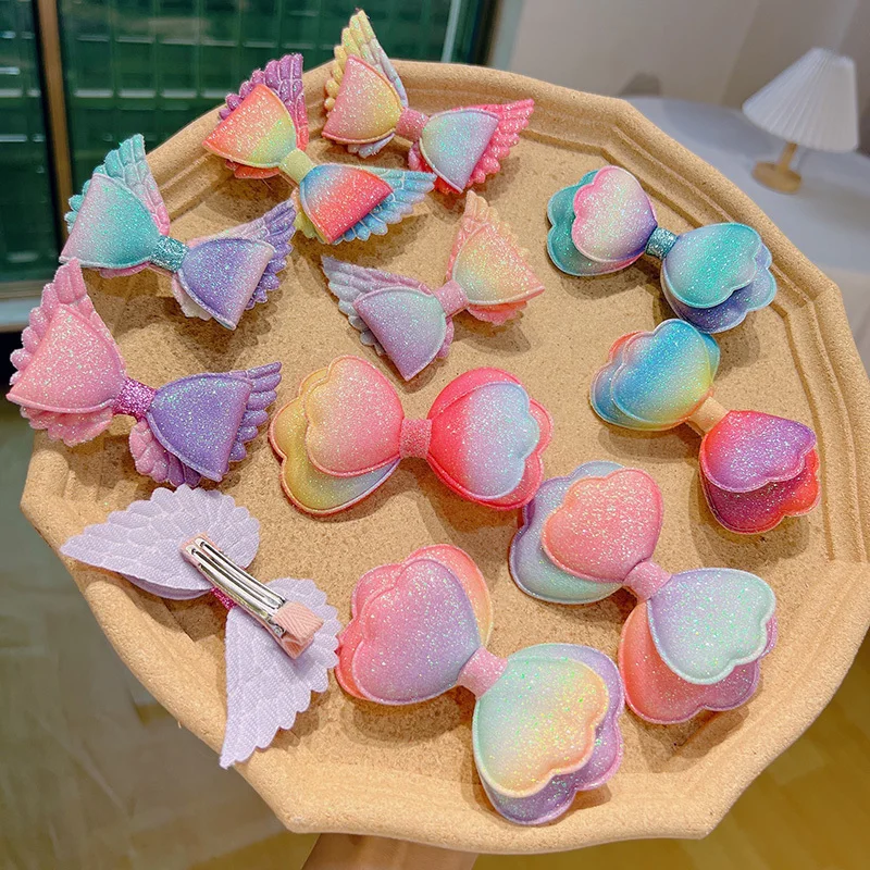 Horquillas con lazo degradado de princesa para niña, pinzas para el pelo, pasadores, accesorios para el cabello, 1 unidad