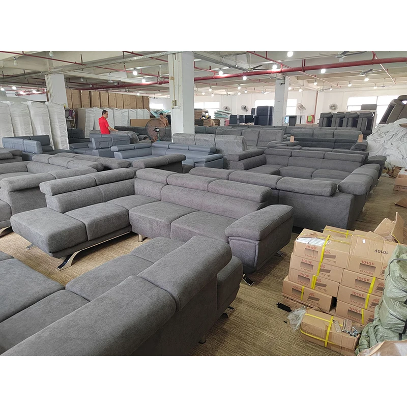 factory custom Latest Design Hall couch L shaped living room fabric sofa Set Living Room Adjustable head rest sofa