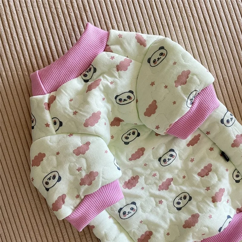 Sphynx Cat Clothing Cartoon in Winter Panda Printing Sweater For Soft Pink Cotton Coat for Kittens in Spring Long Sleeves Outfit image 5