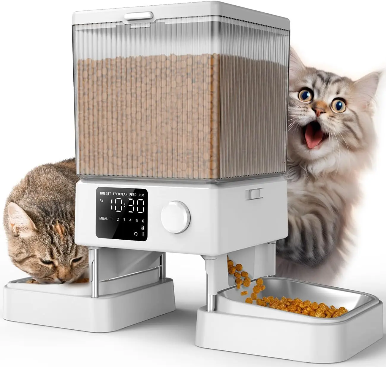 

STLF Two Cat Dog Automatic Food Dispenser 5L Capacity Intelligence Pet Products Smart Pet Feeder with Dual Bowl for Pets Food Bo