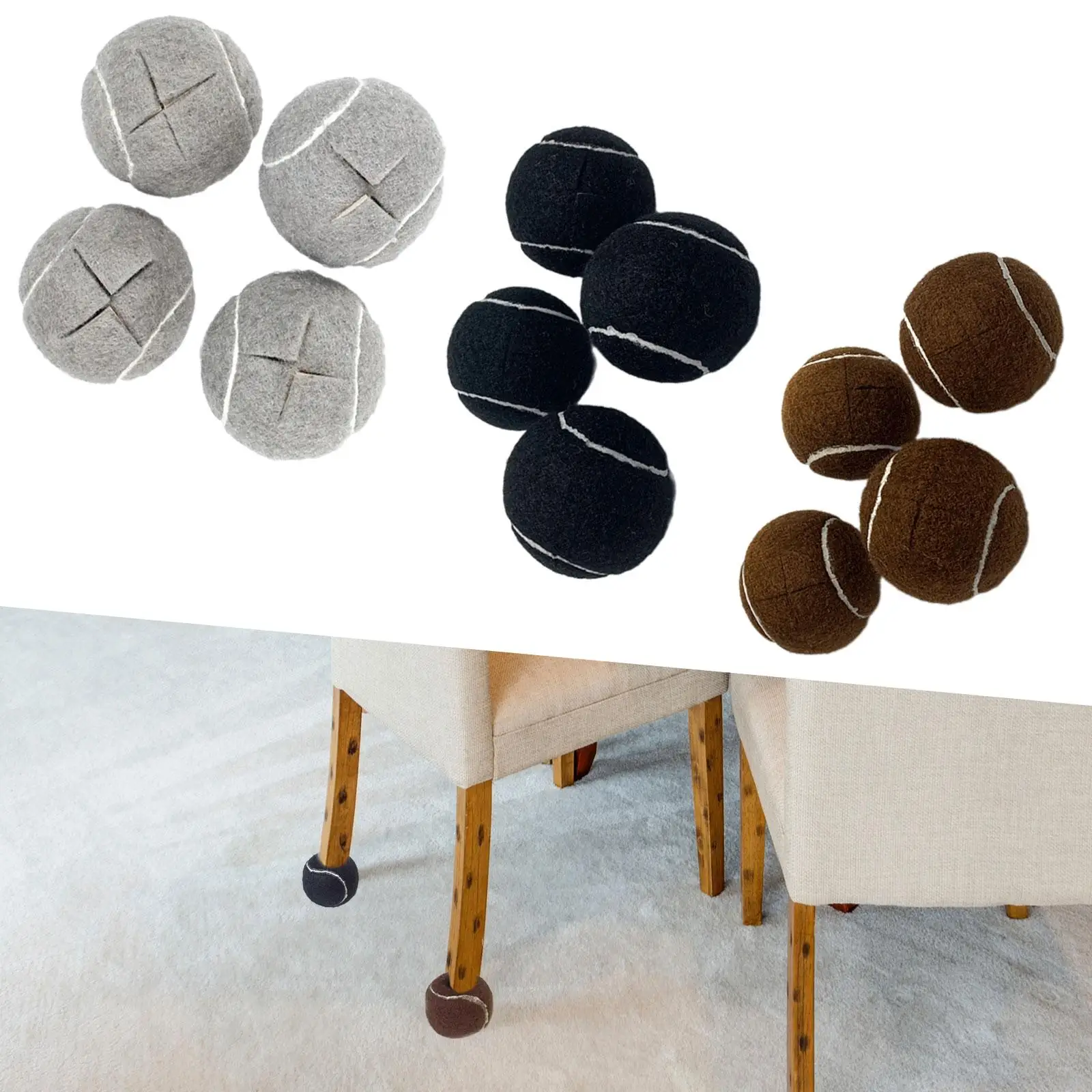 4x Furniture Leg Covers Chair Leg Caps Stool Leg Caps Furniture Sliders Tennis Balls Shape Floor Protectors for Dining Room