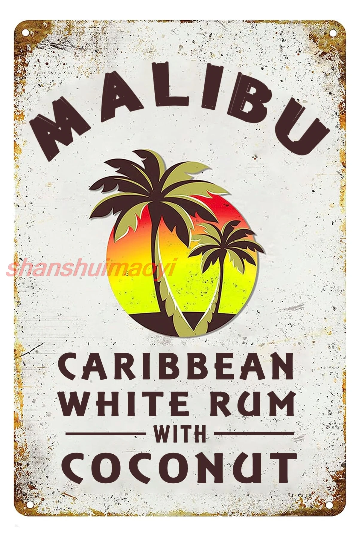 Metal Tin Sign Retro Poster Wall Decor Sign Tin Sign Vintage Chic Art Decoration Poster Malibu Rum for Home Bar Cafe Far SHANSUI