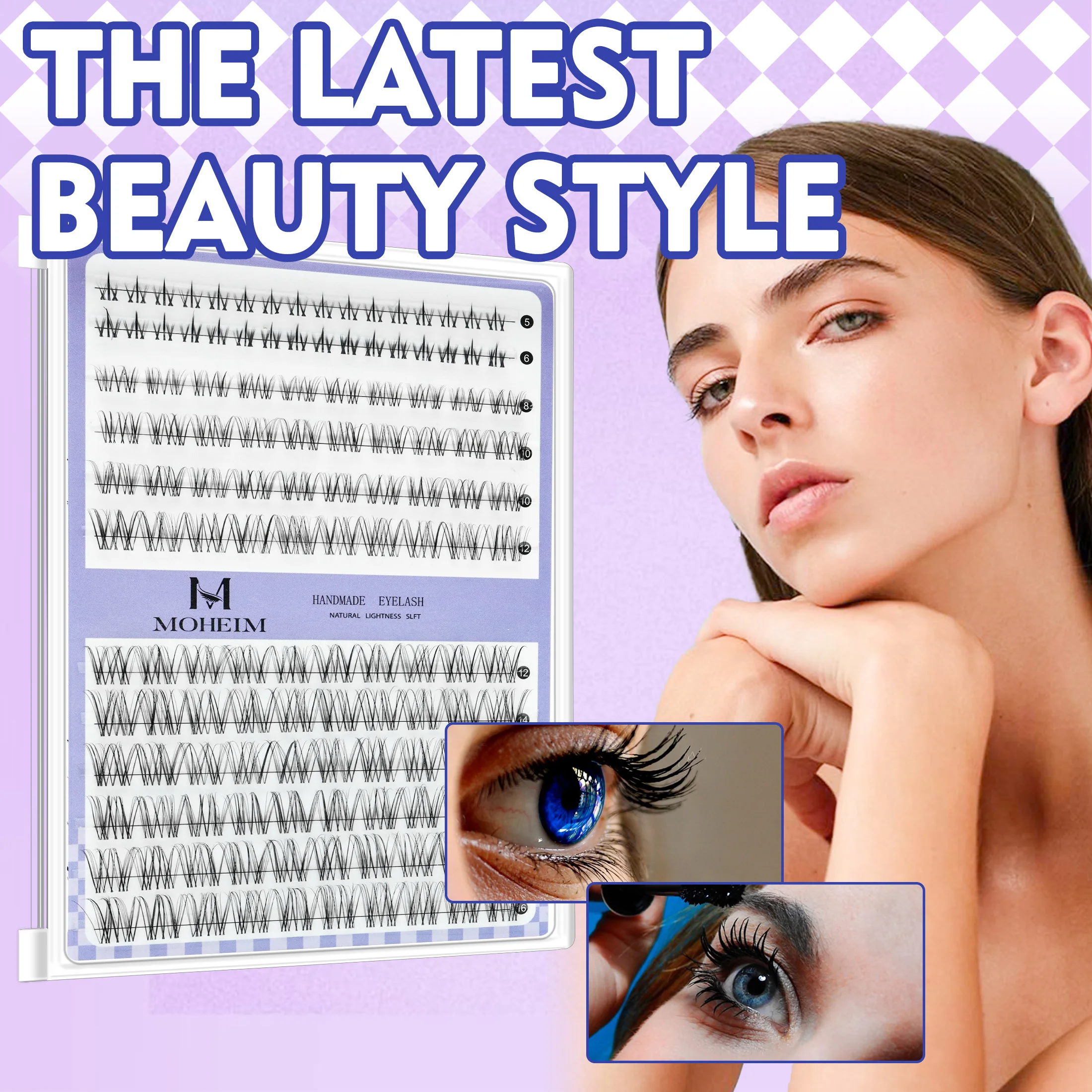 Zestaw do samodzielnego wykonania sztucznych rzęs Cosplay D18, delikatne i gęste sztuczne rzęsy z klejem i pęsetą, zestaw narzędzi do przedłużania rzęs, akcesoria do makijażu.