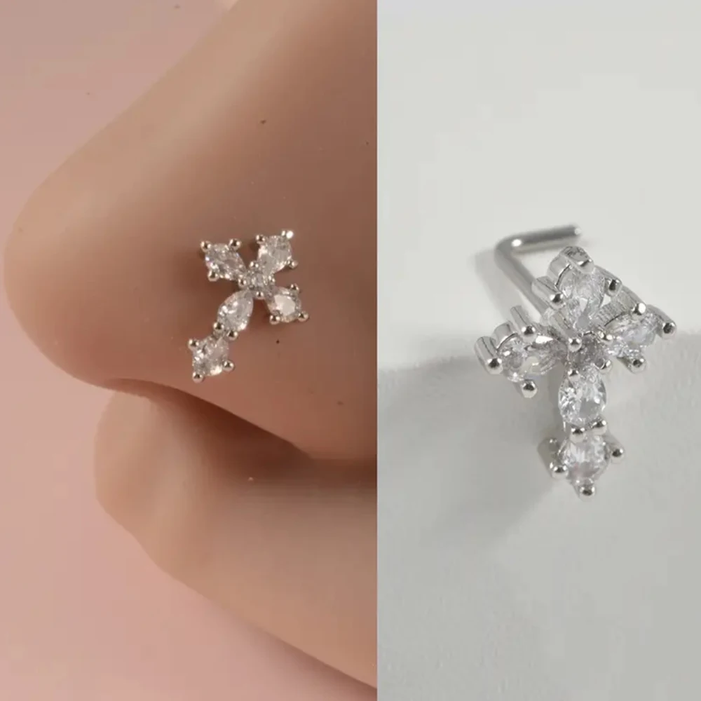 1PC CZ Marquise Paved  Nose Septum Clicker G23 Implant Titanium Nose Ring 16G Click Segment Cartilage Daith Hoop Conch Earring