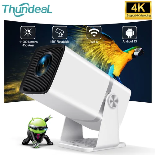 ThundeaL 4K 풀 HD 프로젝터, FHD TD80W, 안드로이드 와이파이, 3D 홈 시어터 TD80, 휴대용 빔 프로젝터, 회의 비디오 영화 PK HY320 