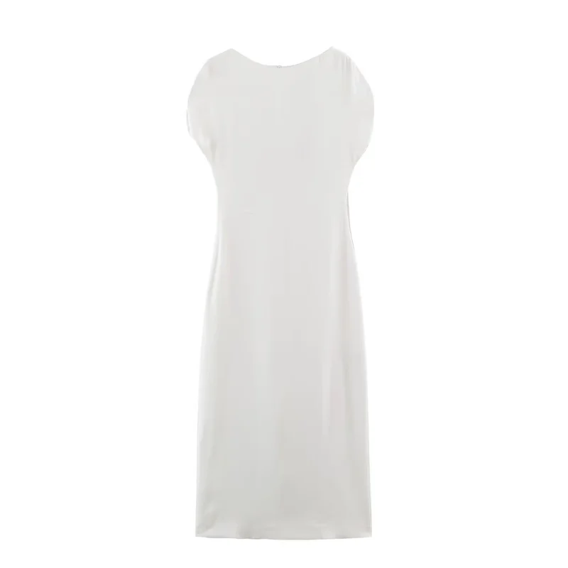 Guobioziy Women's Dress 2026 Summer New White Short-Sleeve Simple Midi Dress Fashionable Trendy Elegant Graceful