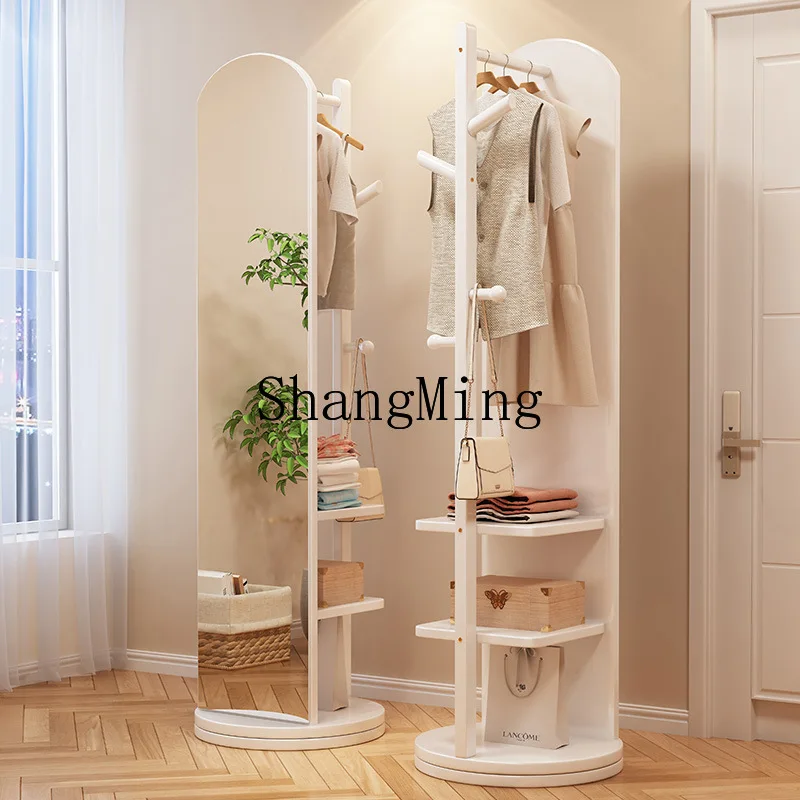 FG good-looking  solid wood floor mirror household bedroom rotatable hat hanger fitting mirror